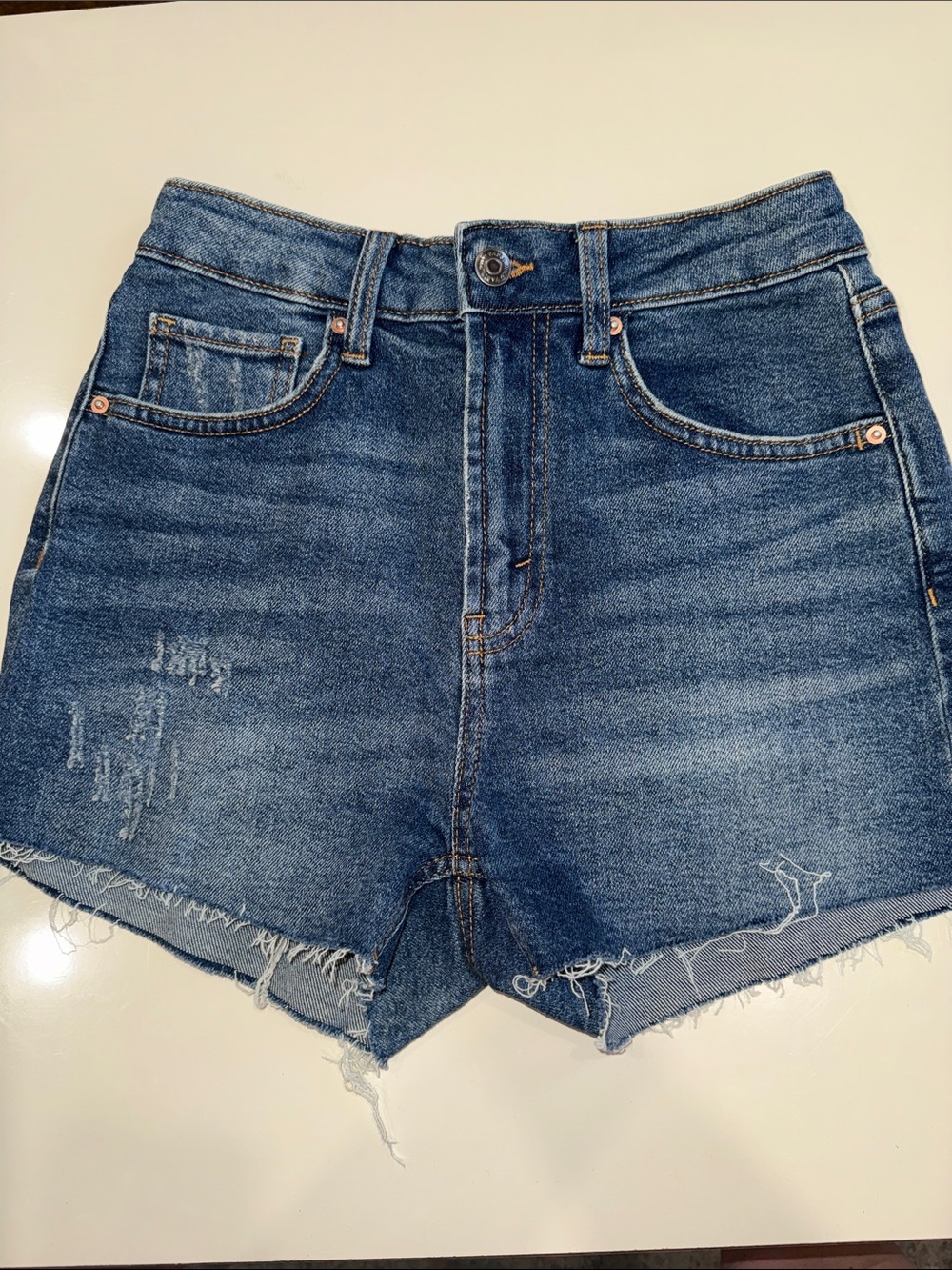 wild fable Distressed Blue High-Rise Denim Shorts